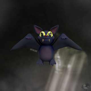 pipistrello animale grotta buio Halloween natura nero volare fauna selvatica foresta carina Volpe veleno vampiro cartone animato 3d print model - Mito3D