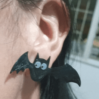 bat earrings 3d print model - Mito3D