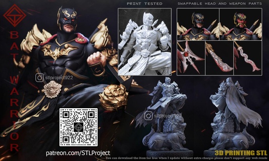 murciélago guerrero anime ciencia ficción juego estatua rpg figura 3dprint juguete equipo escultura batman 3d print model - Mito3D