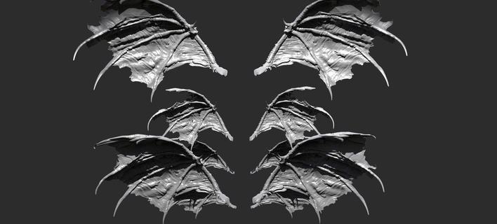 bat wings collection 1 monster anatomy feathers sculpt kitbash conceptart characterdesign creaturedesign zbrush horror fantasy highpoly bird insect angel batwings wing halloween 3d print model - Mito3D