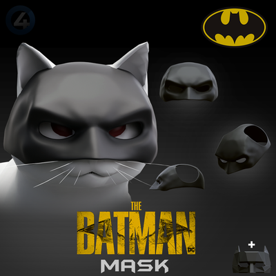 batcat batman cat mask medium & poly costume superhero cosplay 3d print model - Mito3D