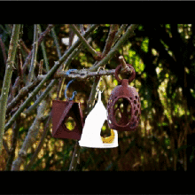 lot oiseau mangeoires animal oiseaux sauvage nature écologie hiver jardin Distribution print in place maison décoration suspension lanterne art bougie chauffe plat 3d print model - Mito3D
