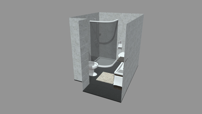 baño diseño 01 escuela politécnica bañera azul modular casa moderno habitación cocina accesorios bienes vr vídeo juego dibujos animados 3d print model - Mito3D