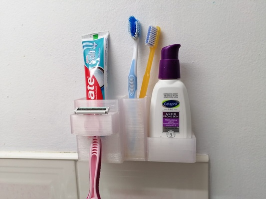bathroom organiser toothbrush holder razor face cream mounted organizer toiletry 3d print model - Mito3D