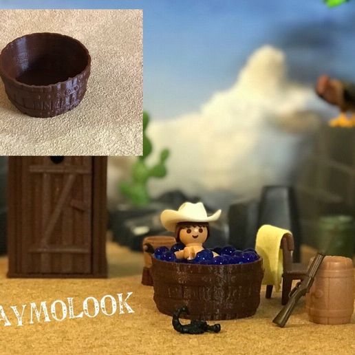 bañera occidental miniatura cifras escala playmobil juego juguetes Arte juguete Caballero castillo horca personalizado pegado miniaturas medieval casa muñecas 3D print model - Mito3D