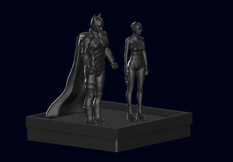 Batman catwoman statua 2022 Roberto pattinson fan arte zoe kravitz selina kyle giustizia lega fallimento figura film batmobile superuomo 3d print model - Mito3D