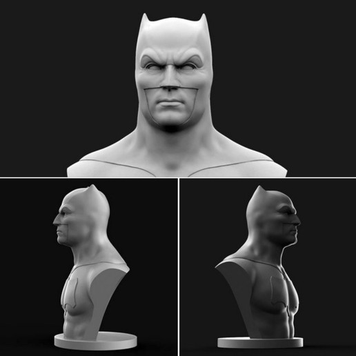 batman bust art dark knight darkknight dc dccomics comic bat superhero gotham joker hero ben affleck miniatures figurines sculpturbe statue 3D print model - Mito3D