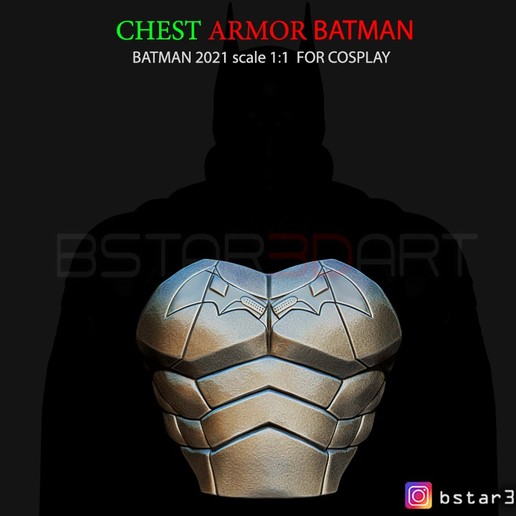 batman poitrine l'armure de 2021 - robert pattinson art jouets accessoires armure cosplay dc comics bande-dessinée la 3D print model - Mito3D