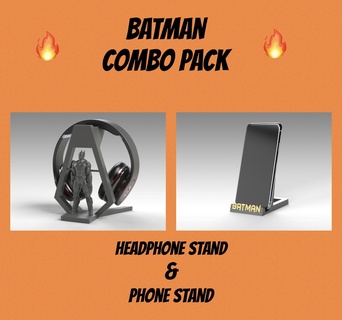 batman combo pack headphone & phone stand cellphone headphones beats apple iphone android gaming gift ideas bambu lab 3d print model - Mito3D