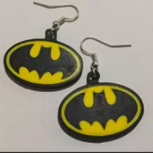 batman earrings earring pendant pendants hoops arkham dark knight 3d print model - Mito3D