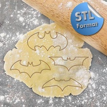 batman emblem cookie cutter fondant clay set fashion emblems franchise logo movie bat shape stl 3d fan cult 3d print model - Mito3D