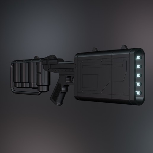 batman emp rifle Sombrio cavaleiro sobe arma fogo cosplay réplica 3D print model - Mito3D