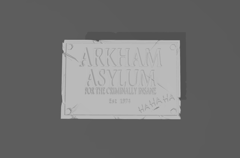 batman joker Arkham asile plaque art signe mur dc 3d print model - Mito3D