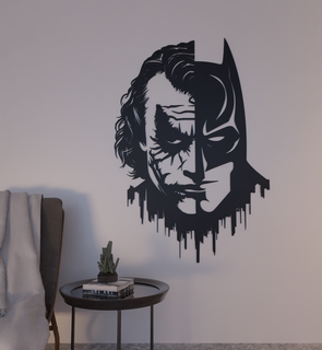 batman joker visage dc 2d mur art décoration silhouette merveille ucm Accueil maison intérieur 3d print model - Mito3D