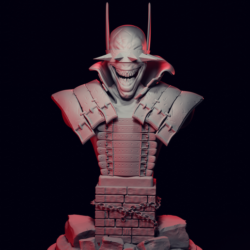 batman laughing bust art statue figuram figure laughs joker 3D print model - Mito3D