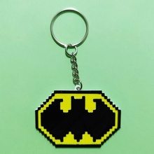 batman pixel keychain art key ring 3dlito dc pixels 3d print model - Mito3D