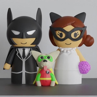 batman robindog casal bolo mulher morcego 3d print model - Mito3D