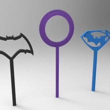 batman superman bubble wands wand accessories 3d print model - Mito3D