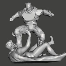 batman superman fight original model armor diorama figures people 3d print model - Mito3D