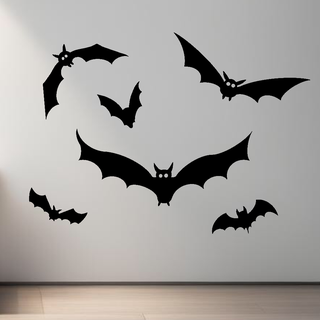 bats halloween 2d wall art home decoration office gift idea black line scary creepy horror tattoo 3d print model - Mito3D