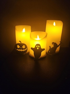 battery candle halloween silhouettes Home flameless decor fireplace 3d print model - Mito3D