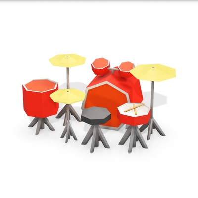batterie tambours musique 3d modèle instrument musical groupe tambour 3d print model - Mito3D