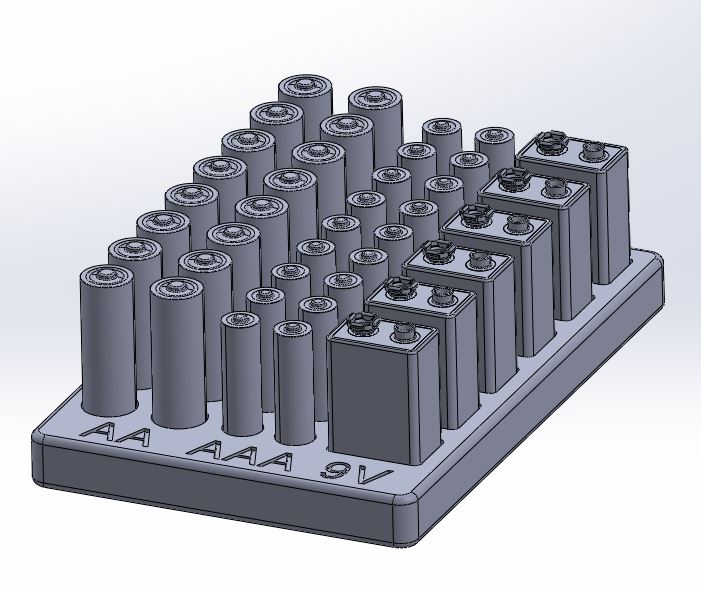 Batterie Halter Unterstützung aa aaa 9v Batterien 3D print model - Mito3D