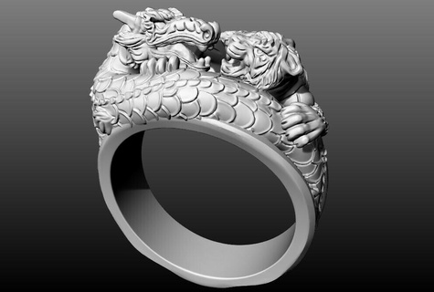 battle beasts ring duel tiger vs dragon 3d print model - Mito3D