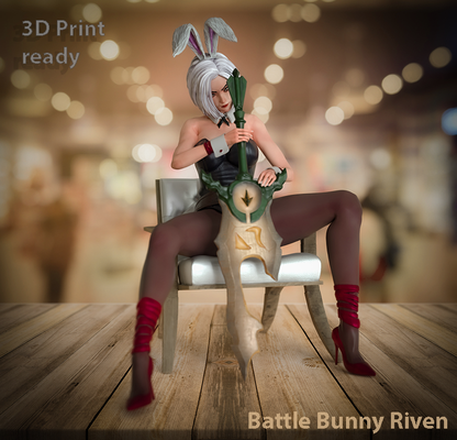battle bunny riven fanart - 3d print model cosplay art lol league of legends halloween skin girl fashion woman bar club carrot game toy sculptures 3d print model - Mito3D