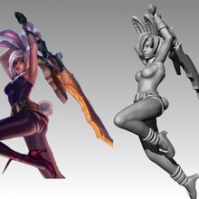 battle bunny riven game warrior fighter roleplaying minis miniature league legends lol 3d print model - Mito3D