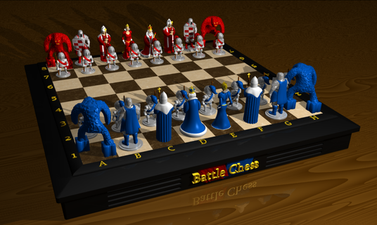battle chess - deluxe chessboard set Home king queen bishop knight rook table game 3d print model - Mito3D