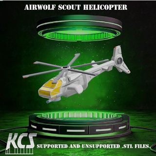 battletechnology airwolf scout vtol helicopter battletechnology battletech 6mm 10mm 15mm 28mm scifi sci-fi helicopter  3d print model - Mito3D