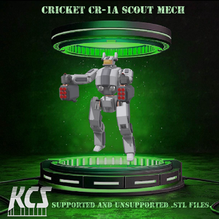 Battletechnology cricket cr 1a mech battletech 6mm 10mm 15mm 28mm scifi sci fi 3d print model - Mito3D