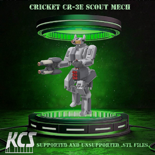 Battletechnology cricket cr 3e mech battletech 6mm 10mm 15mm 28mm scifi sci fi serbatoio 3d print model - Mito3D