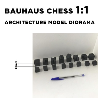 Bauhaus échecs 1 Josef hartwig 1923 architecture modèle diorama échelle Hommes femme construction meubles homme figure 3d print model - Mito3D