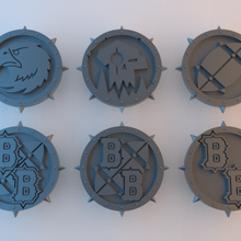 bb tokens - 40 mm x 4 más picos juego juguete de accesorios warhammer wargaming token tablero la mesa marcador fútbol fantasía bloodbowl blood bowl sangre 3d print model - Mito3D