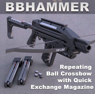 bbhammer - repeating ball crossbow slingshot quick exchangeable magazines slinghammer bolthammer rifle pistol gun archery adderini miniadder airsoft 3d print model - Mito3D