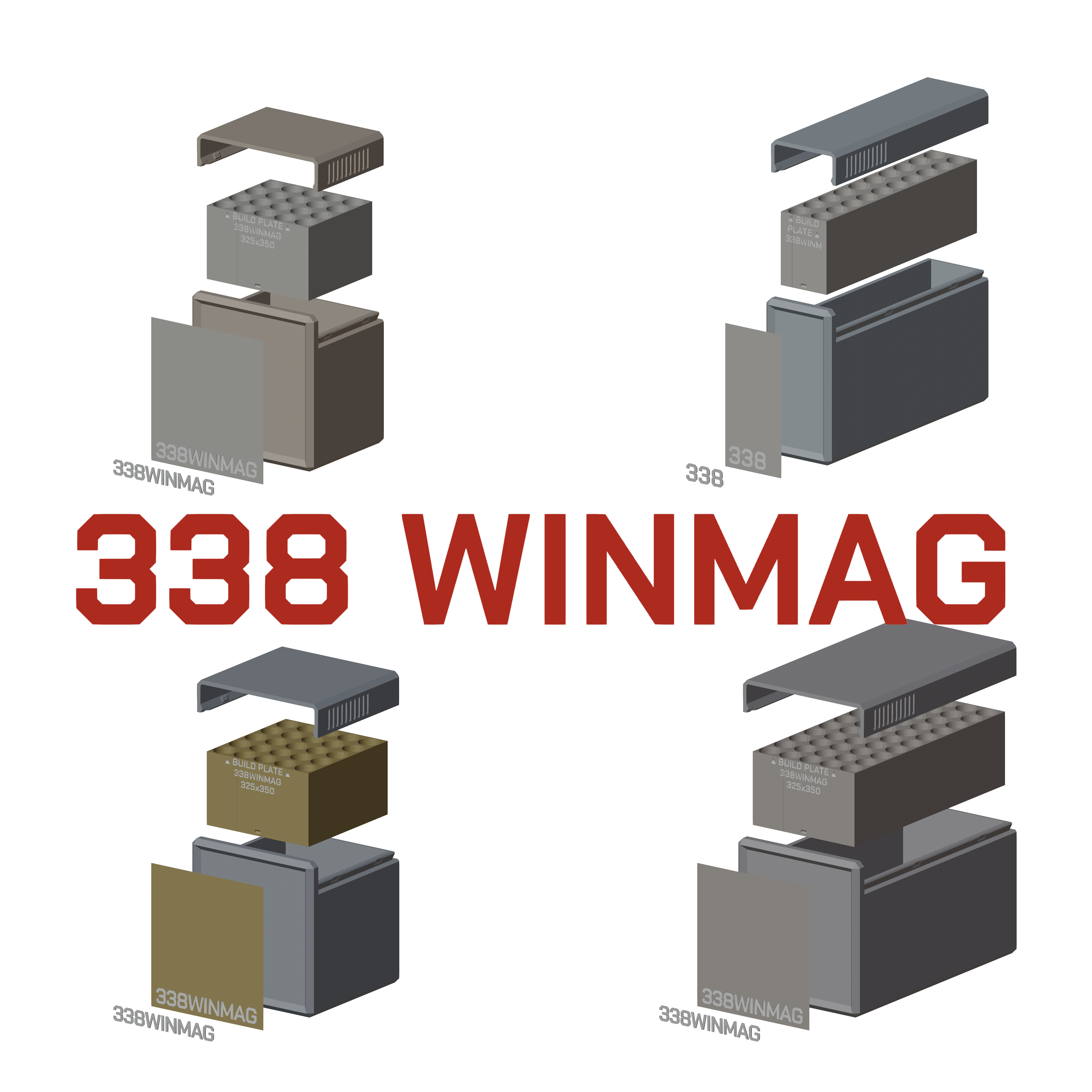 bbox ammo box 338 win mag ammunition storage 10 20 25 50 rounds crate 338winmag 3d print stl model winchester magnum 3D print model - Mito3D
