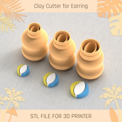 beach ball summer mini clay cutter tools earring 3d print model - Mito3D