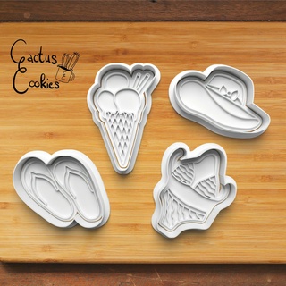 beach cookie cutter set 0317 present gift love baking fondant clay anniversary birthday holiday summer feelings 3d print model - Mito3D