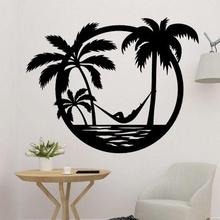 playa palma árbol pared Arte vacaciones fiesta decoración 2d suset 3d print model - Mito3D