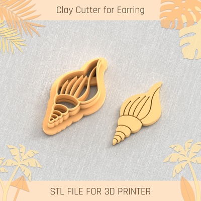 beach shell summer clay cutter tools earring turtle 3d print model - Mito3D