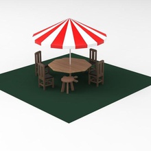 ombrellone posti a sedere vari figurine miniature famiglia tabella sede legno mobili la sedia in miniatura giocattolo sole oceano mare ombrello spiaggia 3d print model - Mito3D