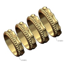 beaded bamboo stacker band sizes 6to9 3d print model jewelry pattern bead bubble ring printable gold silver boho stackable 3d print model - Mito3D