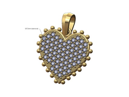 boncuklu elmas kalp kolye 3d Yazdır model buzlu boncuk Aşk sembol altın gümüş yazdırılabilir cazibe kefalet sterlin takı mücevher 3d print model - Mito3D