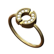 Perlen geschlitzt Diamant Münze Band Größe 6 7 8 3d drucken Modell Schmuck Ring Mode druckbar Gold Silber Sterling vintag 3d print model - Mito3D