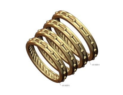 beaded split inner braided thin cigar band us sizes 6to9 3d print model bead ball rope wire ring jewellery jewelry gold silver printable stacker stackable fashion 3d print model - Mito3D