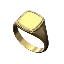 beaded square platform signet ring sizes 6to12 3d print model jewelry printable engravable engraving bead gents 3d print model - Mito3D