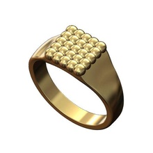 beaded square signet ring size 6to10 3d print model jewelry bead deaded ball bubble gold printable jewellery fashion silver sterling band luxury statement bling rings 3d print model - Mito3D