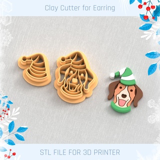 beagle dog christmas polymer clay cutter Jewelry tools earring stl jewelry cutters new year winter 3d print model - Mito3D
